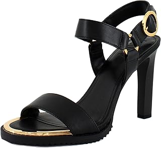 DKNY Sandalias de tacón con correa al tobillo para mujer, Negro -, 47 EU