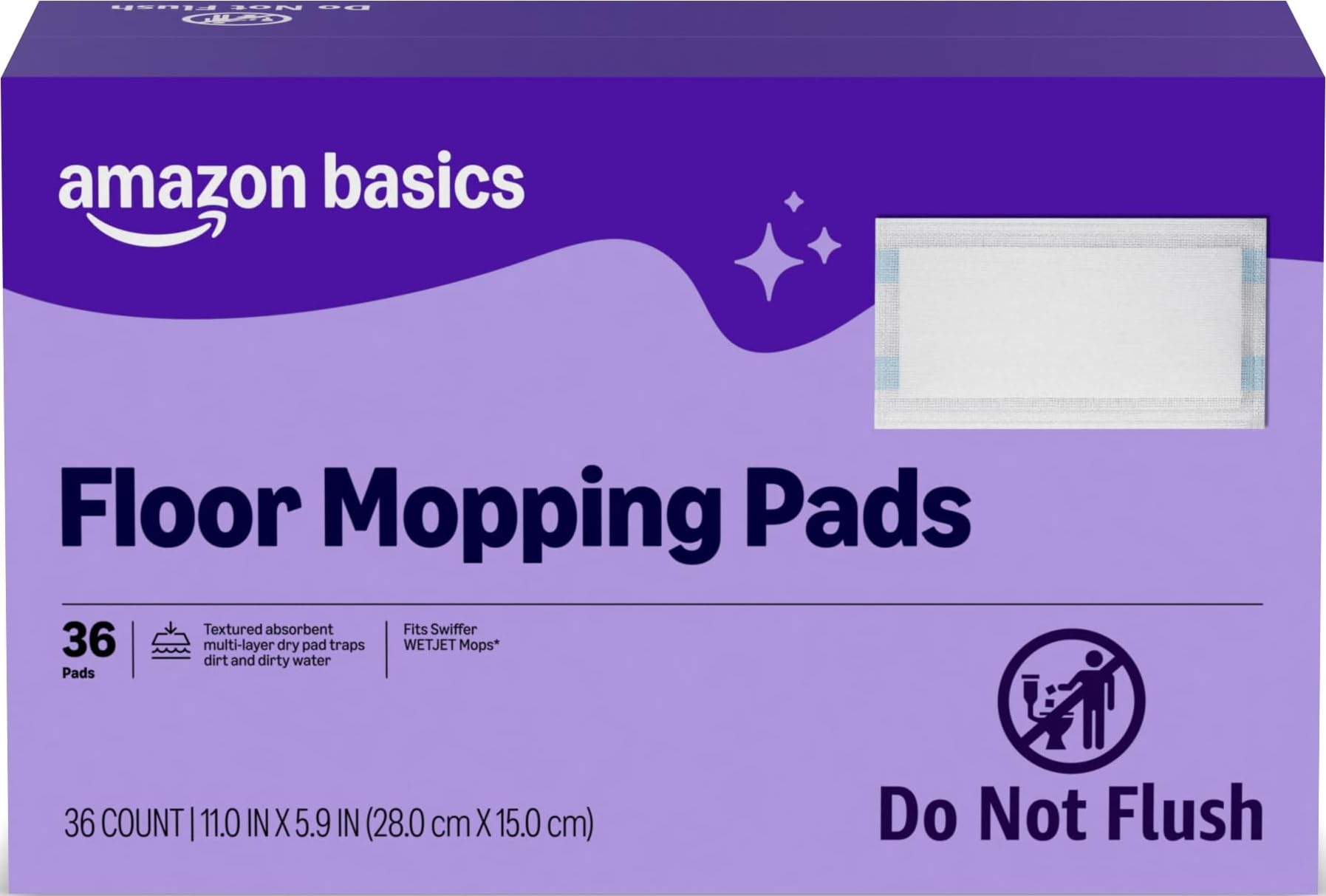 Amazon Basics Floor Mopping Dry Pads, Super Absorbent, Fits Swiffer WetJet Moppi