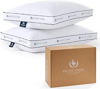 Pacific Coast Gusseted Pillows, Goose Feather and Down Firm Pillows, Luxury Hotel Collection Bed Pillows for Sleeping, Supportive Gusseted Dsign for Side and Back Sleepers (Standard (Pack of 2))