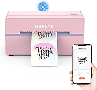 MUNBYN Bluetooth Thermal Label Printer, Wireless 4x6 Shipping Label Printer | Work for Shipping Packages Small Business Office or Home, Compatible with iPad iPhone Android Windows macOS Chrome