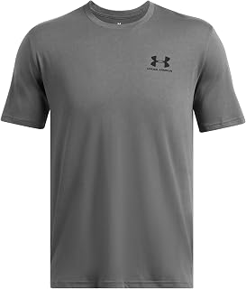Under Armour Men's Loose T-Shirt with Logo on Left Chest, Titanium/Clay Green