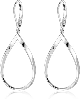 ALEXCRAFT Silver Teardrop Leverback Earrings for Women Trendy Waterdrop Drop Twisted Dangle Earrings Jewelry 14K Gold Plated Hypoallergenic Boho Leverback Dangle Earring