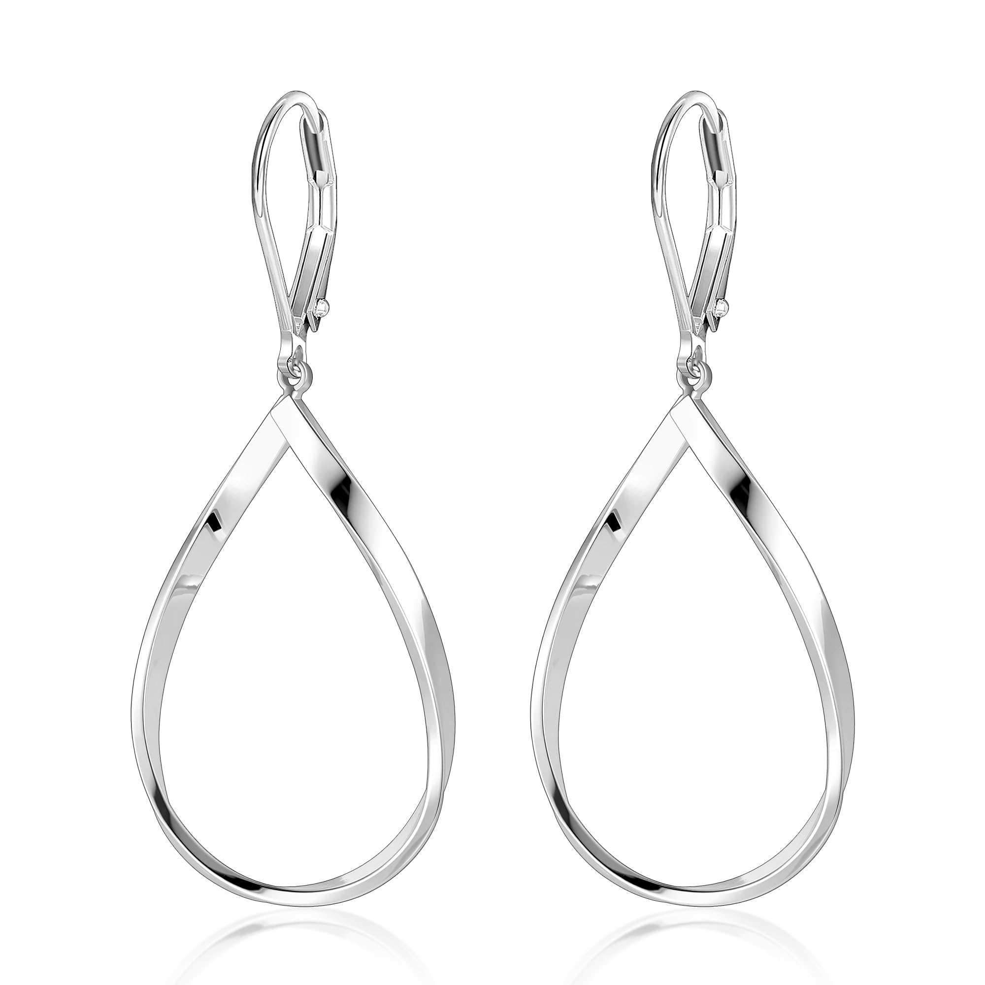 ALEXCRAFT Silver Teardrop Leverback Earrings for Women Trendy Waterdrop Drop Twi