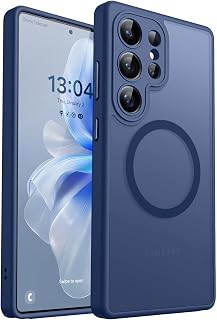CANSHN Magnetic for Samsung Galaxy S25 Ultra Case(6.9 Inch), Upgraded [Full Camera Protection] [Compatible with Magsafe] [Translucent Matte] Shockproof Protective Phone Cover, Deep Blue