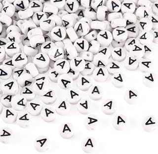 500pcs Flat Round Acrylic Alphabet Beads Opaque White Spacer Beads for Friendship Bracelet Necklace Earrings DIY Jewelry Making, 7x4mm