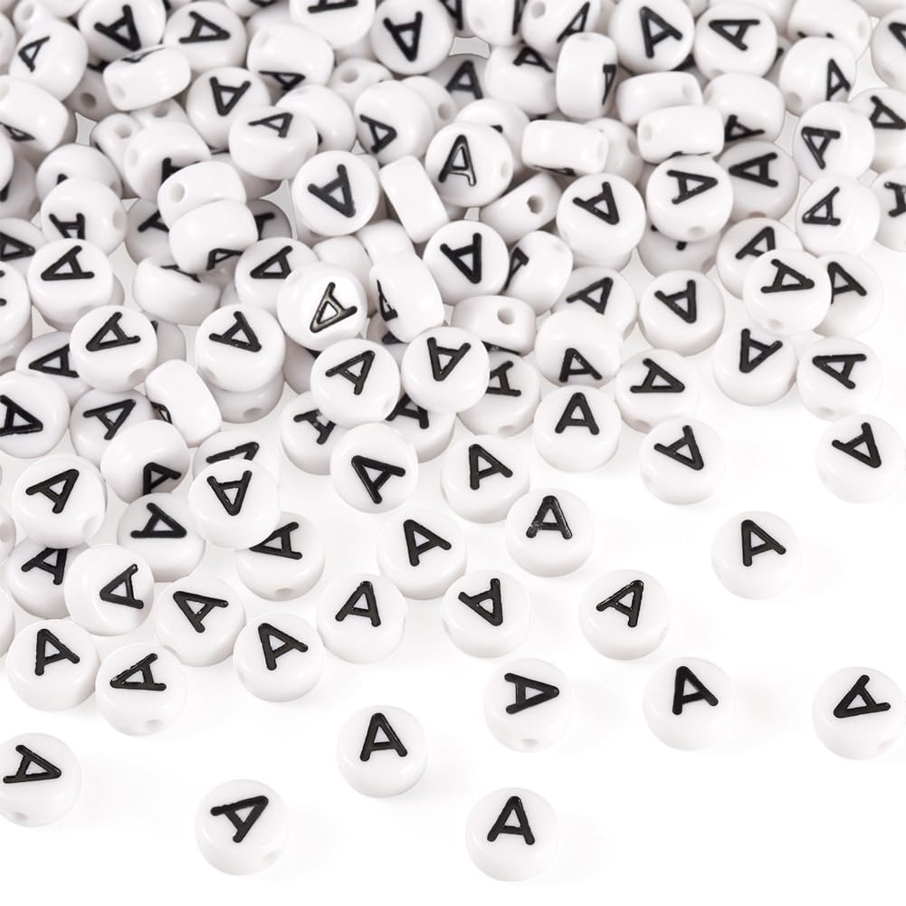 500pcs Flat Round Acrylic Alphabet Beads Opaque White Spacer Beads for Friendshi