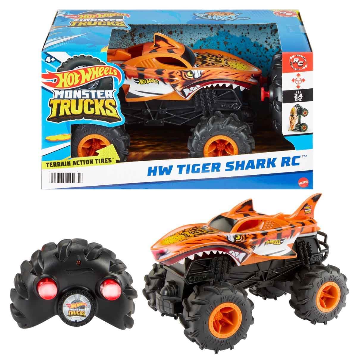 Hot Wheels Monster Trucks HW Tiger Shark RC, Remote-Control Vehicle | 1:24 Scale