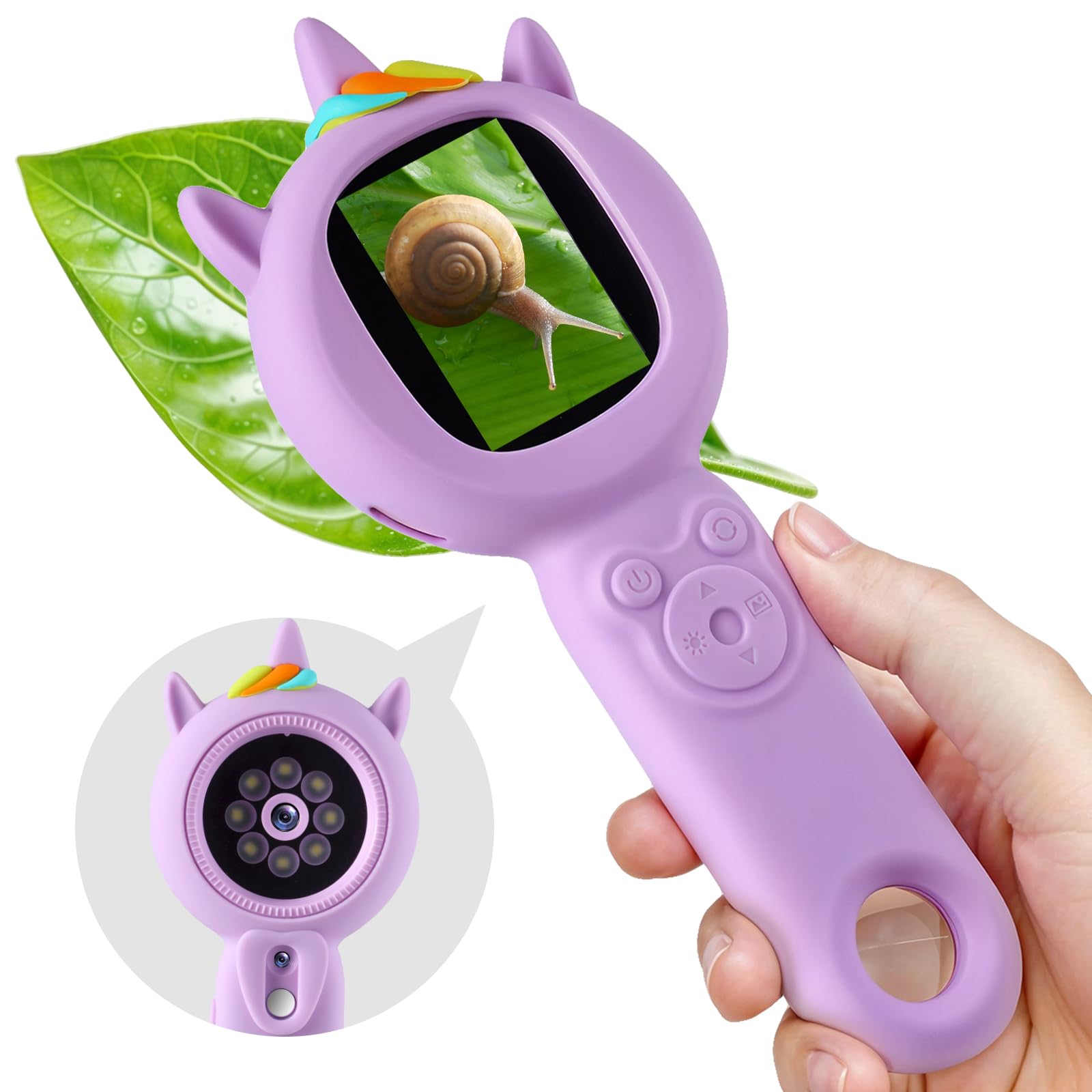Kids Microscope, 500X Handheld Microscope for Kids, Purple