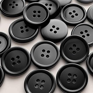 50pcs 15mm 4 Hole Sewing Buttons Durable Plastic Sewing Buttons for Clothes DIY Crafts Sewing Projects (Black)