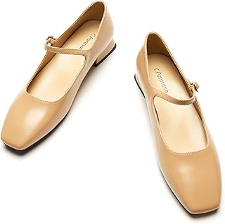 C.Paravano Women's Mary Jane | Comfortable Dressy Ballet Flats | Square Toe