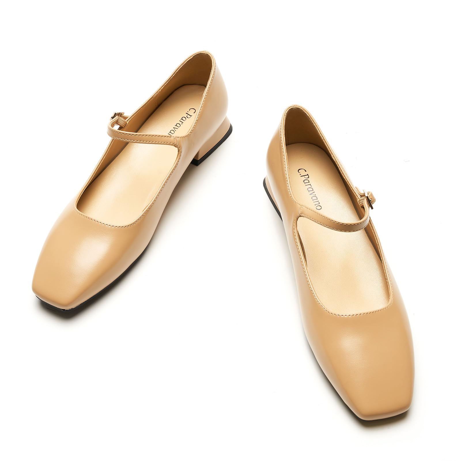 C.Paravano Women's Mary Jane | Comfortable Dressy Ballet Flats | Square Toe