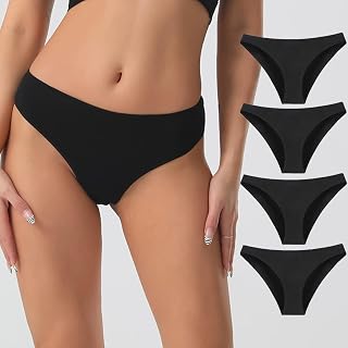 4 Pack Women Cotton Stretch Low Rise Bikini Panties