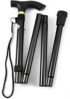 Comfkey Folding Lightweight Walking Stick - Adjustable Aluminum Metal Collapsible Travel Cane with Non-Slip Rubber Base