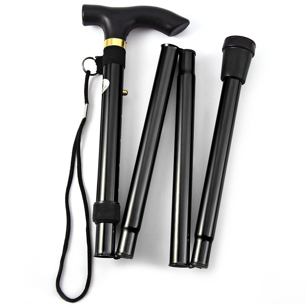 Comfkey Folding Lightweight Walking Stick - Adjustable Aluminum Metal Collapsibl