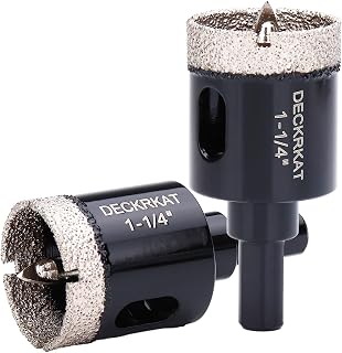 1-1/4 Inch Diamond Hole-Saw Bits with Pilot Drill Bit - 2pc 1-1/4" Diamond Tipped Tile Hole Saws with Guiding Bit Accurate Drilling for Porcelain Tile Ceramic Pottery Granite Stone Glass Bottles 32mm