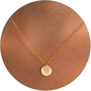 Dainty Necklace-14k Gold/White Gold Plated Lotus Flower Leaf Sun Moon Crown Star Crown Interlocking Inifinity Circle Pendant Necklace for Women