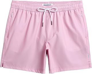 maamgic Mens 5 Inch Swim Trunks Quick Dry Stretch Beach Shorts with Mesh Lining and Zipper Pockets