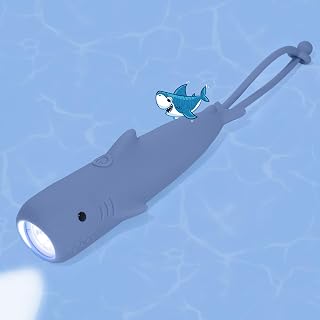 CoolGift Mart Silicone Shark Flashlight, Rechargeable Night Light for Camping, Night Walks and Home Use, Portable Animal Theme Flashlight