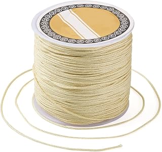 Generic 100 Meters 0.8mm Nylon Braided Cord Chinese Knotting Rope Macrame Rope Beaded Rope for Friendship Bracelets Jewelry Making Craft Supplies Light Khaki