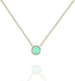 PAVOI 14K Gold Plated Opal Pendant Necklaces for Women, Dainty Necklace