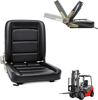Universal Forklift Seat with Adjustable Angle Back and Sliding Track | Waterproof Garden Lawn Tractor Forklift PU Leather Seat With High Resilience Sponge Filling for Tractor Harvester Lawnmower