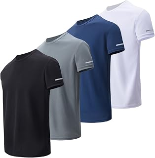 Mens Sports Quick Dry Short Sleeve Reflective Stripes Gym Running T-Shirt