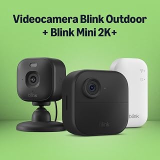 Blink Outdoor 4 Camera + Blink Mini 2K+ Indoor Camera (Black), Sync Module Core included