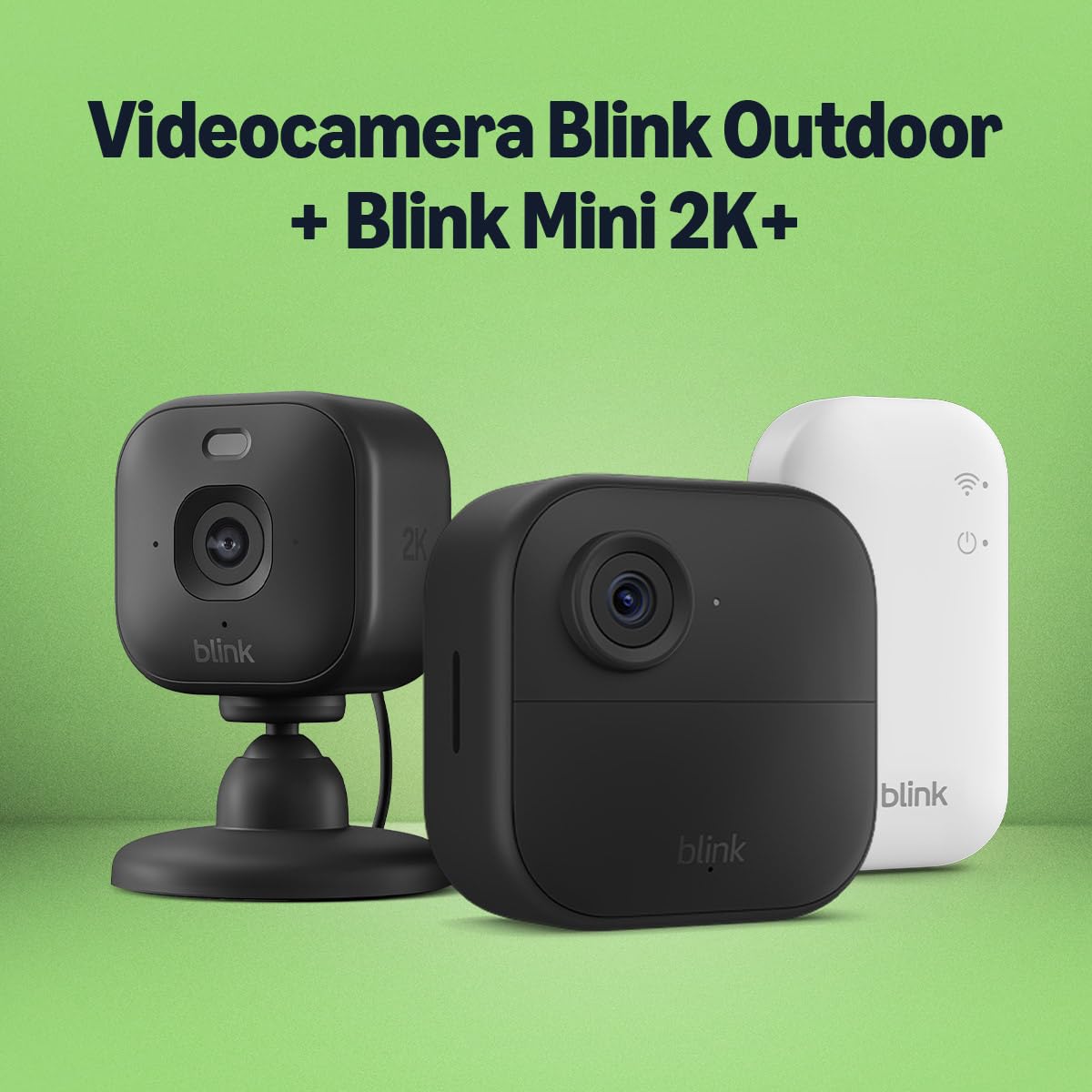 Blink Outdoor 4 Camera + Blink Mini 2K+ Indoor Camera (Black), Sync Module Core 