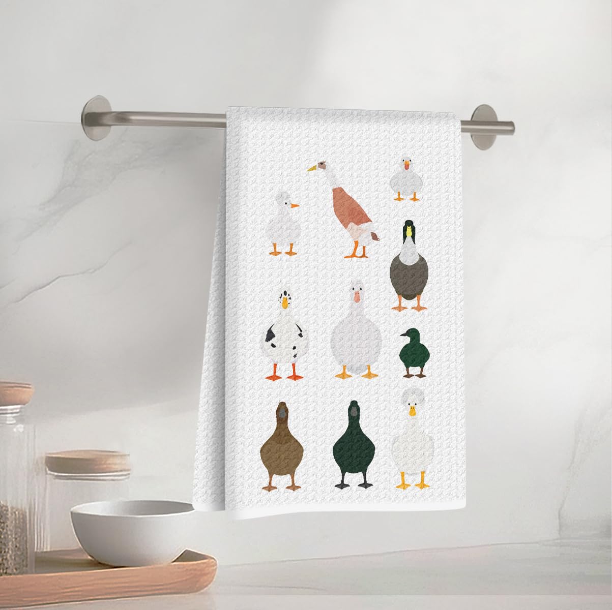 Cute Duck Kitchen Towel, Tableware Decorative Dish Towel, Funny Kitchen Quote Fl