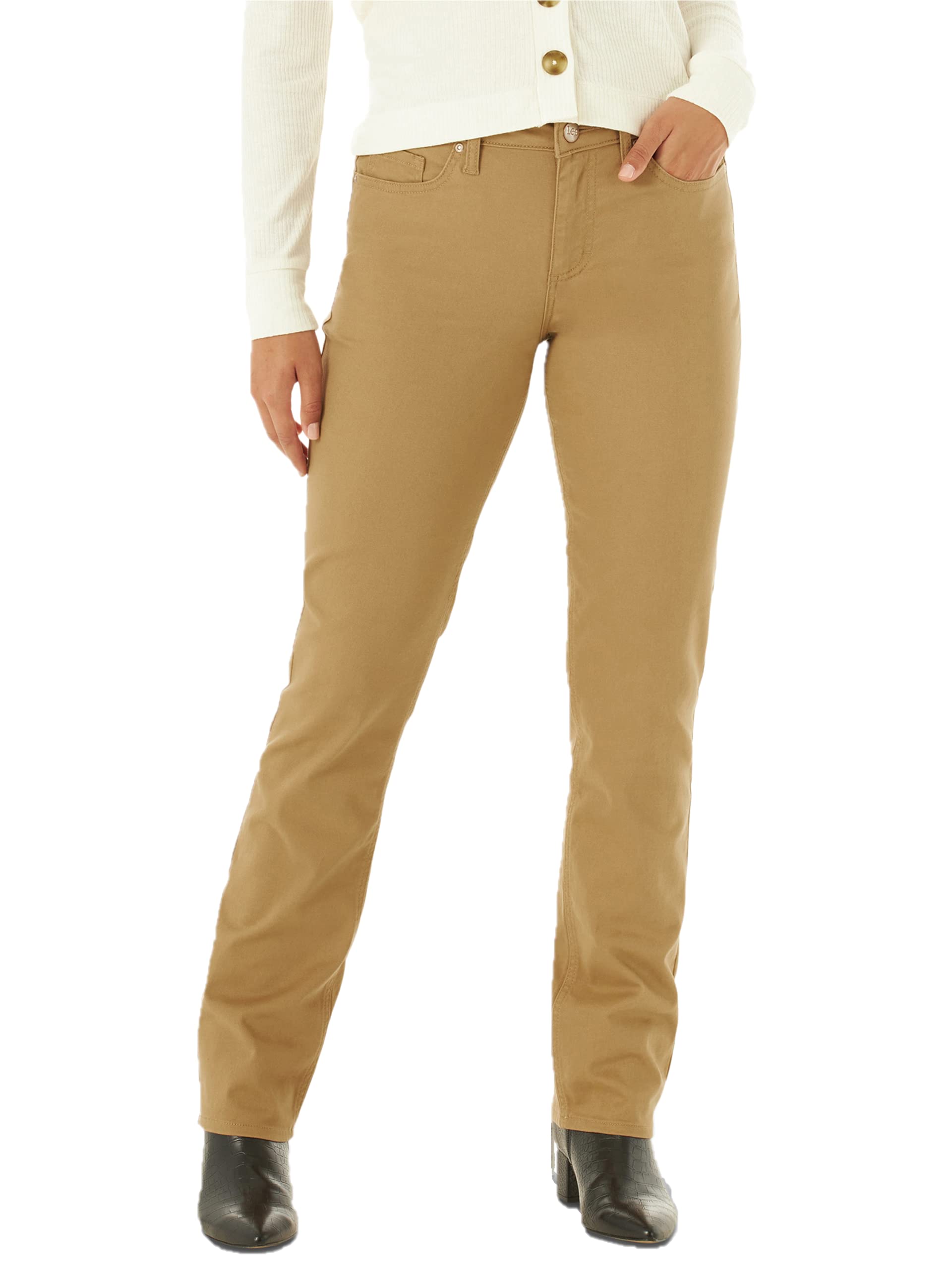 Lee Women's Regular Fit Straight Leg Jean, Tigers Eye, 4 Long