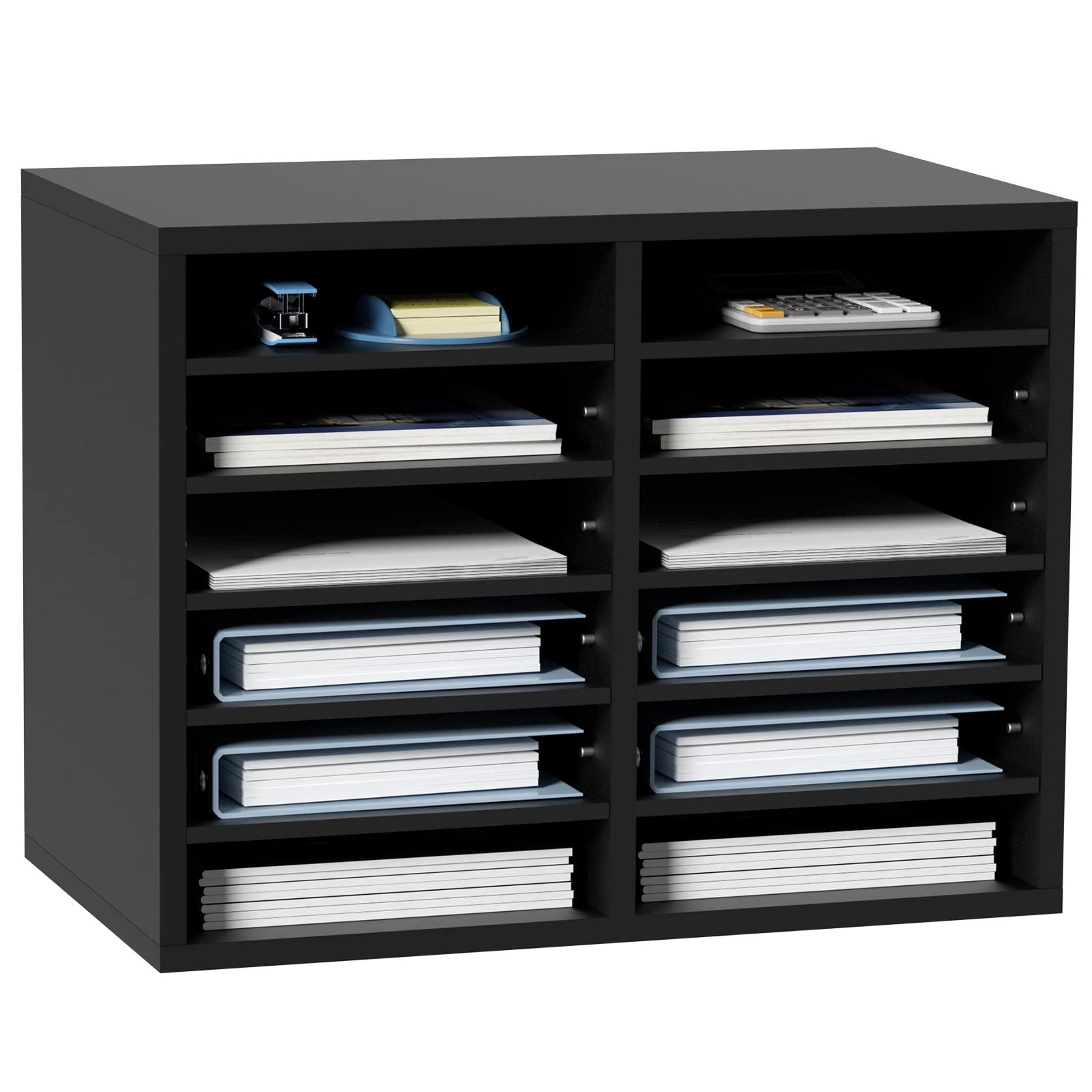 VEVOR Literature Organizers, 12 Compartments Office Mailbox with Adjustable Shel