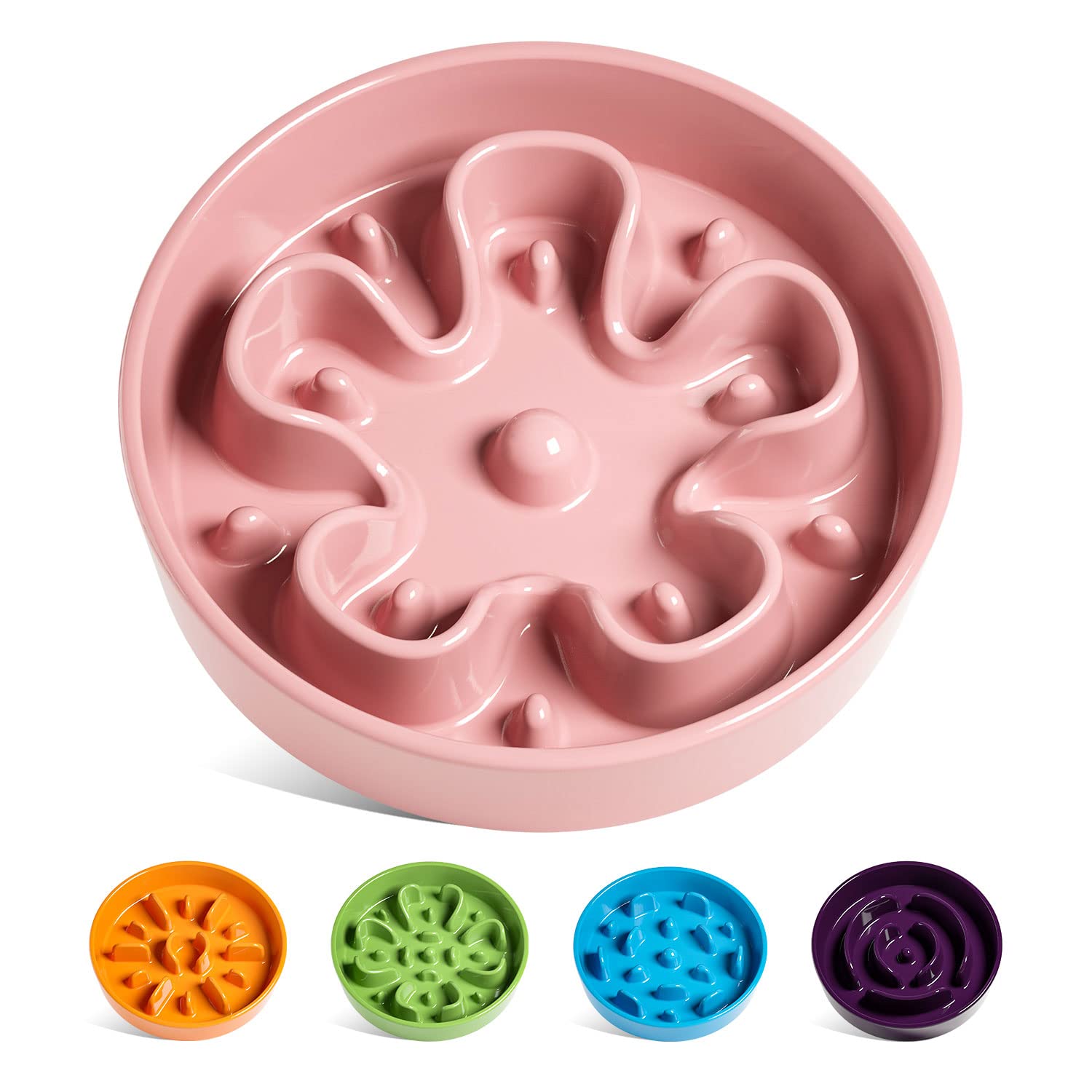 LE TAUCI Slow Feed Ceramic Bowl - for Small and Medium Breeds - Reduces Feeding 