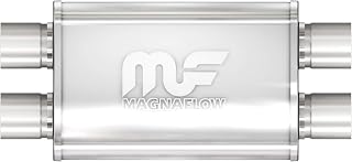 MagnaFlow Performance Exhaust Muffler 11385 | Deep Signature Sound, 4x9x14" Oval, Stainless Steel, 2.25"/2.25" Inlet/Outlet, Dual/Dual
