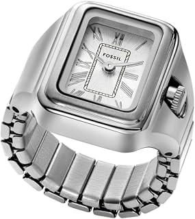 Fossil Raquel Watch Ring for Women, Quartz Two Hand Movement with Stainless Steel Strap