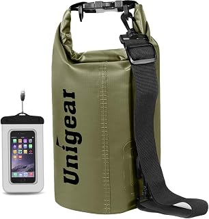 Unigear Waterproof Dry Bag 2L-55L with Phone Pouch for Swimming Kayaking | Roll-top waterproof bag, lightweight dry sack for paddle boarding, boating, fishing, camping and water sports, multiple sizes