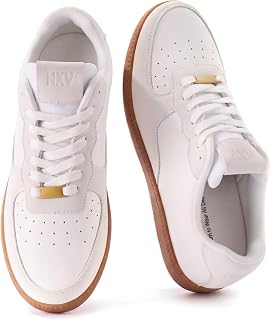 HXV Women Fashion Sneakers Casual Tennis Shoes Retro Trendy Low Top Lace-Up Breathable Non Slip Lightweight Comfortable Zero Drop Cute Flat Walking Shoes