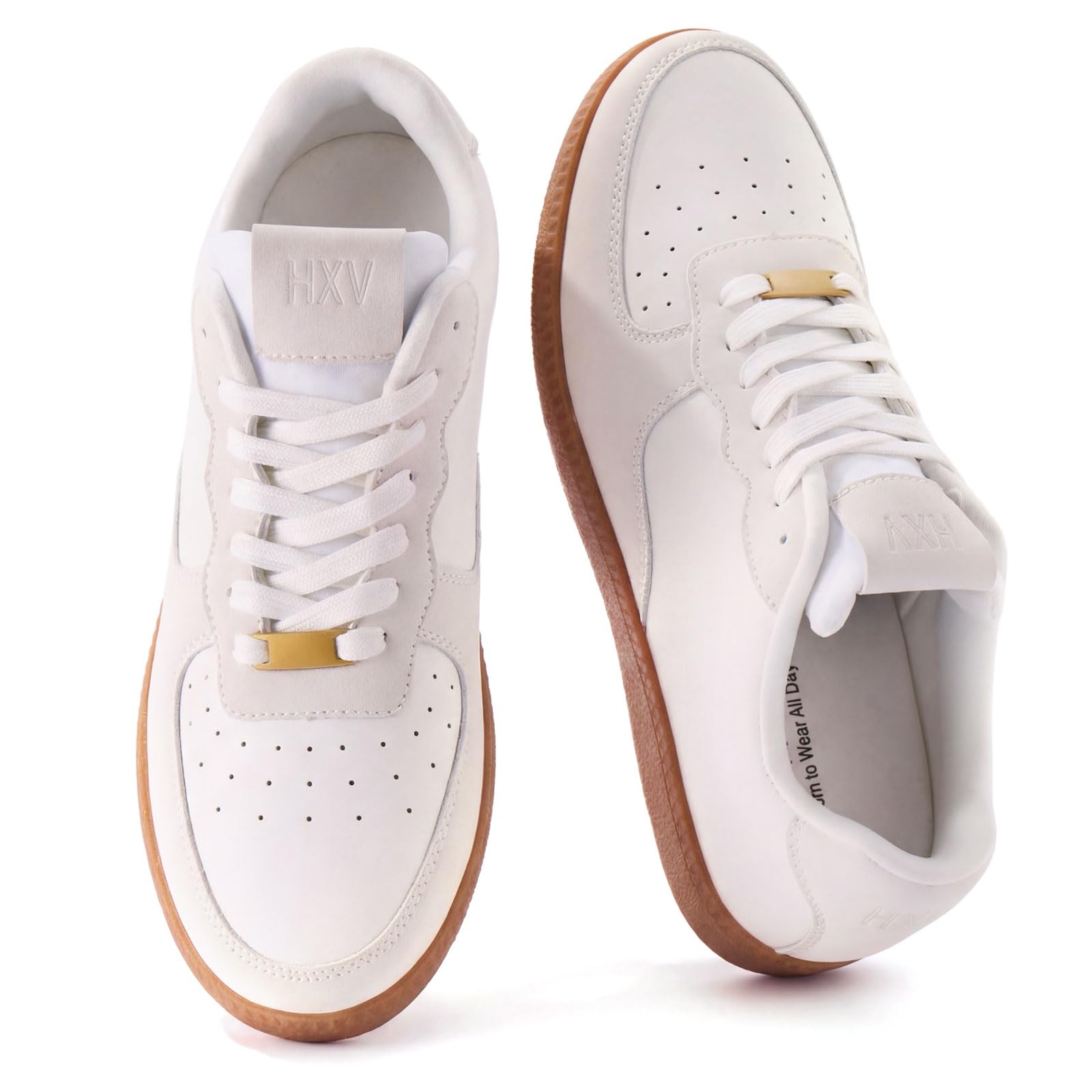 HXV Women Fashion Sneakers Casual Tennis Shoes Retro Trendy Low Top Lace-Up Brea