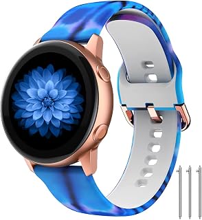 Bracelet floral compatible avec Samsung Active 2 40 mm/44 mm, bracelet de montre actif 40 mm, 20 mm en silicone pour femme et homme, pour Samsung Galaxy Watch 3 42 mm/Galaxy Watch 3 41 mm