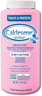 Caldesene Medicated Protecting Body Powder with Zinc &amp; Cornstarch, 5 Oz | Talc-Free Baby Powder, Soothes &amp; Protects, Made with zinc oxide, aloe, and chamomile, Pampers Skin