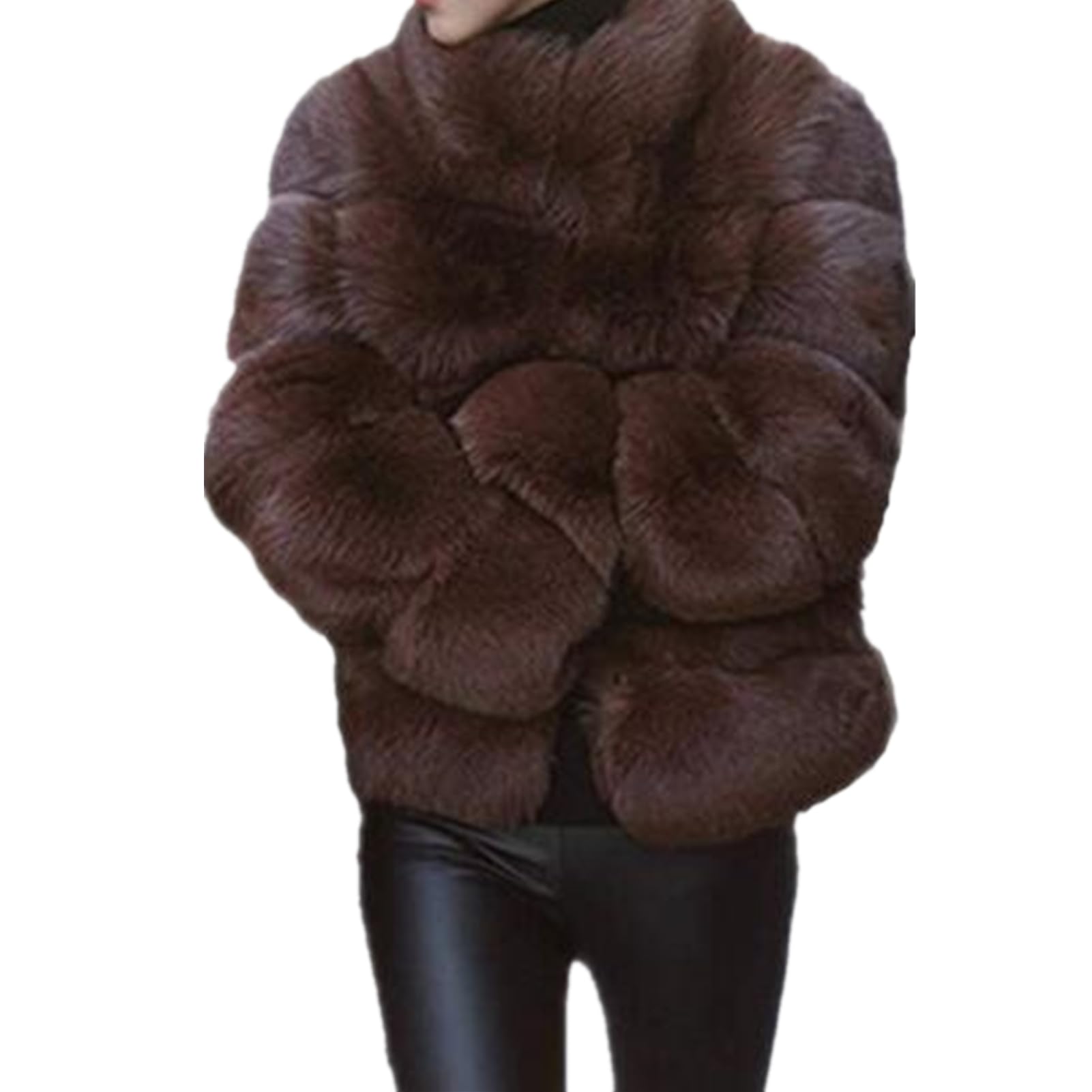 Lisa Colly Women's Winter Parka Coat Overcoat Long Sleeve Faux Fur Coat Jacket