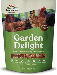 Manna Pro Garden Delight Chicken Treat with Vegetables & Herbs, 2.25 lb | Dried Vegetable & Herb Treat Mix, Natural Coop Enrichment, For Chickens, Ducks & Backyard Poultry, Made in the USA