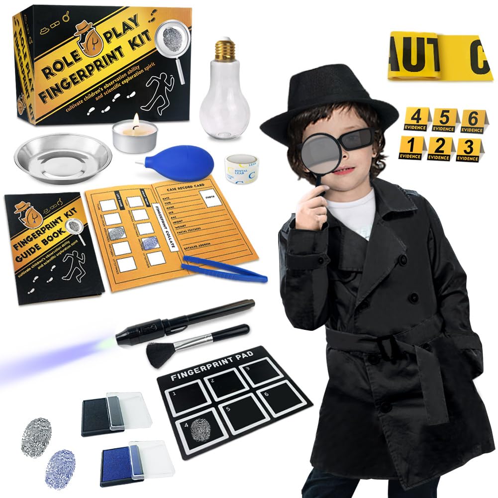 Spy Kit for Kids Detective Costume Role Play Fingerprint Toys Gifts | for 5-11 Y