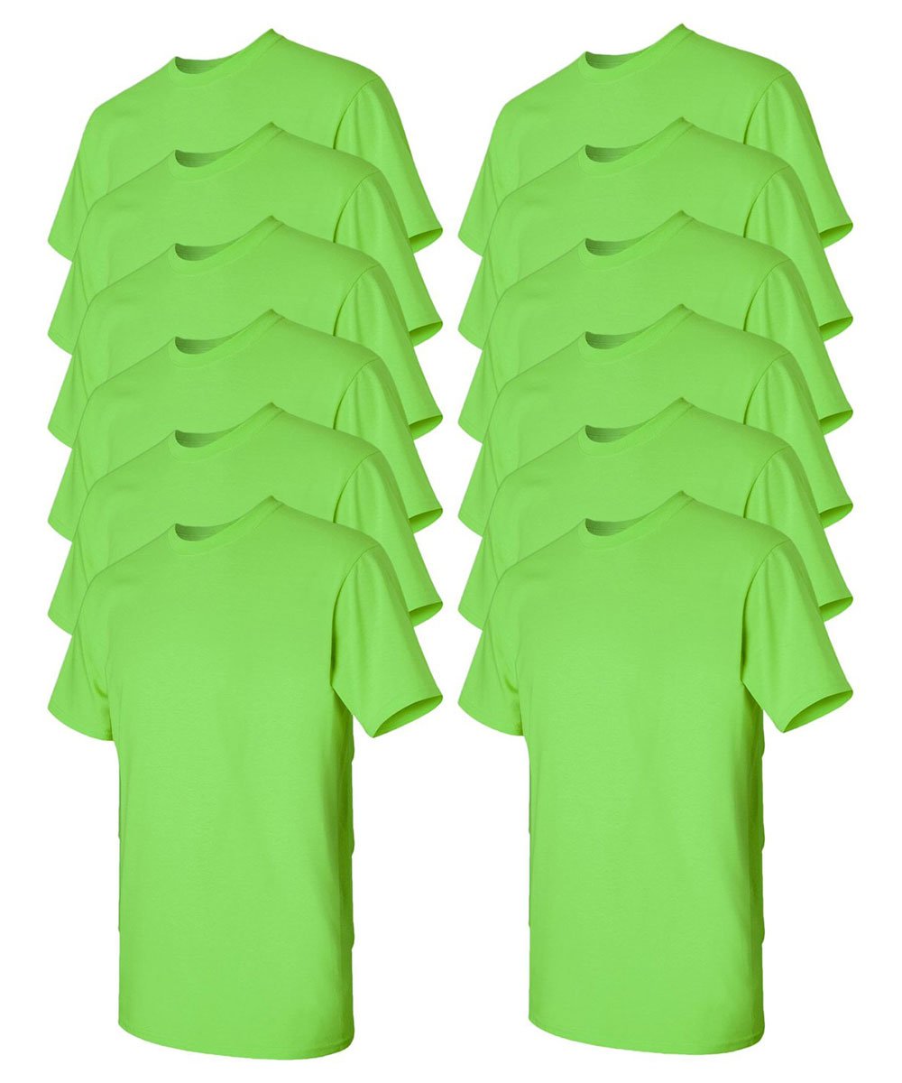 Gildan Men's Heavy Cotton Tee (Pack of 12), Lime, Large
