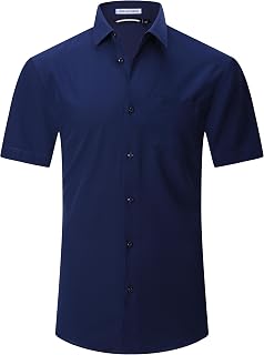 Alex Vando Camicia da uomo casual a maniche corte da uomo a maniche corte con bottoni