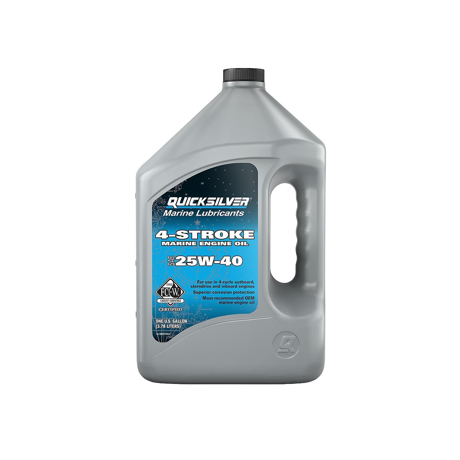 Quicksilver 25W-40 4-Stroke Marine Engine Oil for Outboards, 1 Gallon | Formulat