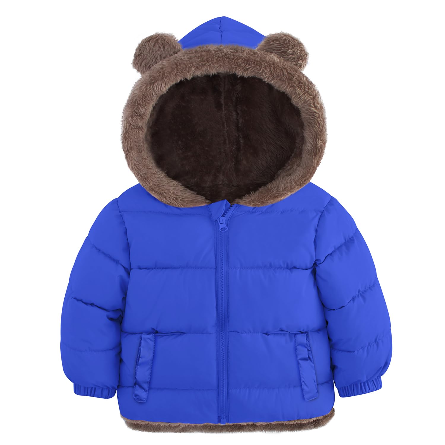 Kids4ever - Toddler Baby Boys Winter Fleece Coat Hooded Coat with Pockets Bear E