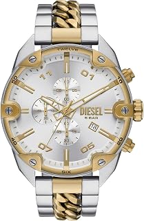 Diesel Spiked Uhr für Männer, Quarz-Chronographenwerk mit Edelstahlarmband