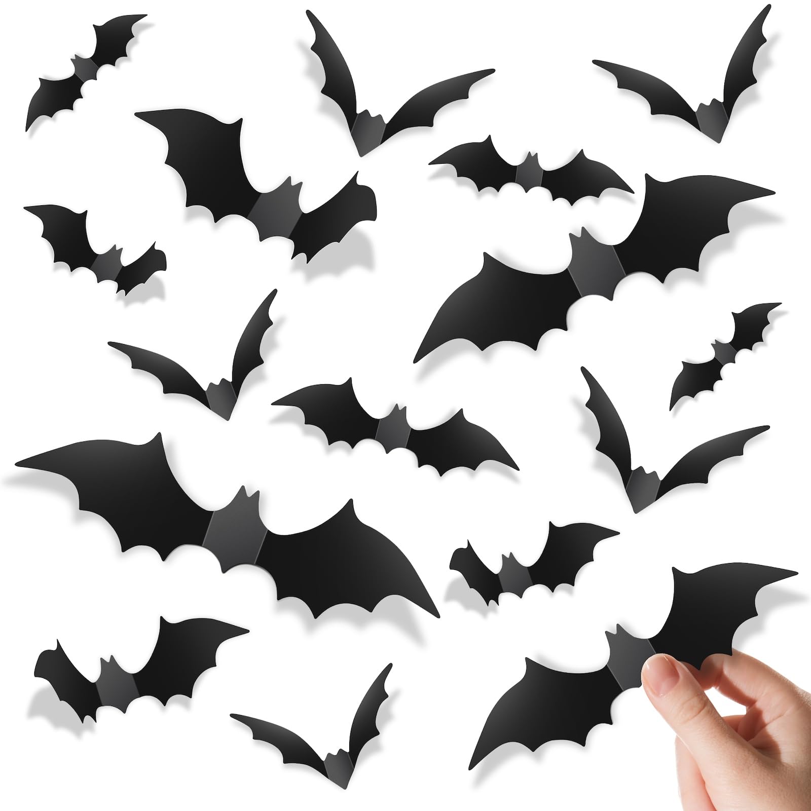 Piteno® 140Pcs Bats Halloween Decorations Party Supplies, Realistic PVC 3D Black