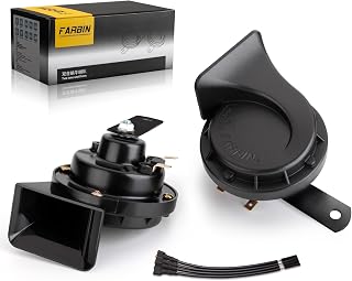 FARBIN Horns Auto Horn 12V Car Horn Loud Dual-Tone Waterproof Electric Horn | Black classic design, waterproof, 12V 130dB loud, universal for any 12V vehicles