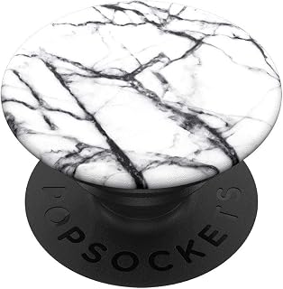PopSockets PopGrip - Ausziehbarer Sockel und Griff für Smartphones und Tablets mit einem Austauschbarem Top - Dove White Marble